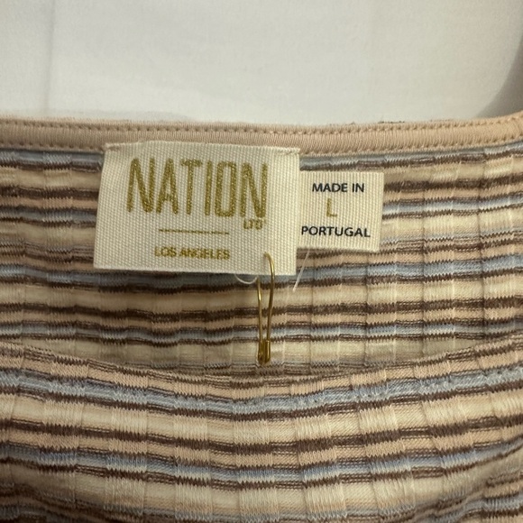 Nation LTD Babs Tank Size Large In Layer Cake Striped Ribbed Square Neck NWT - Picture 5 of 7